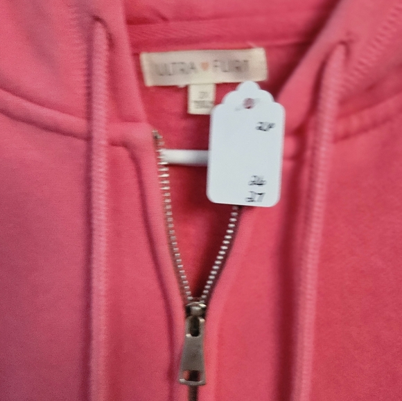 Ultra Flirt Coral Zip-Up Hoodie - Picture 3 of 4